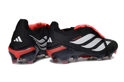 Adidas Predator 26 Elite Fold-Over Tongue FG Firm Ground Soccer Cleats - Black/Crimson Red/Slate Grey