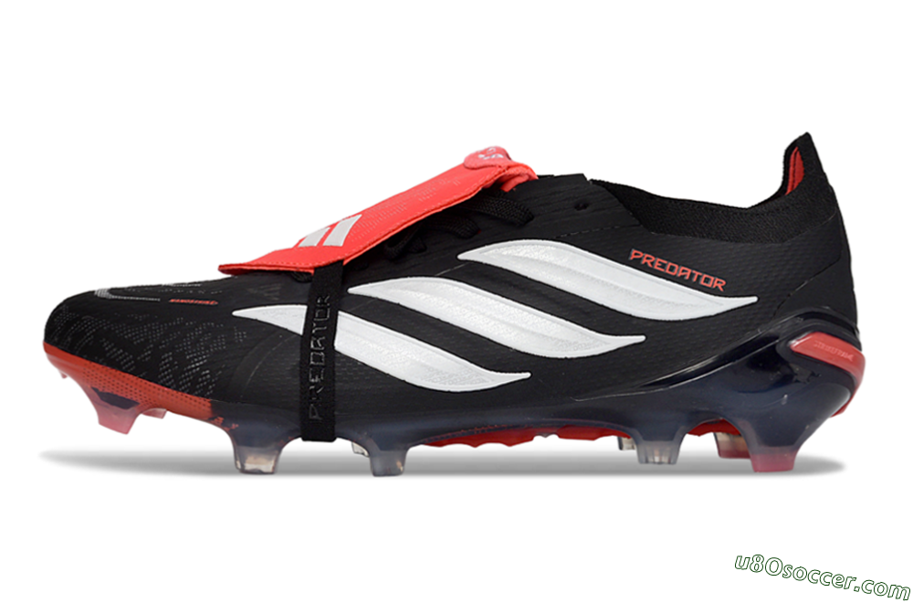 Adidas Predator 26 Elite Fold-Over Tongue FG Firm Ground Soccer Cleats - Black/Crimson Red/Slate Grey 2