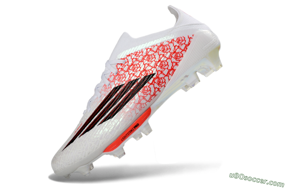 Adidas F50+ Elite Lightstrike Pro FG Firm Ground Soccer Cleats - White/Crimson Red/Black 6