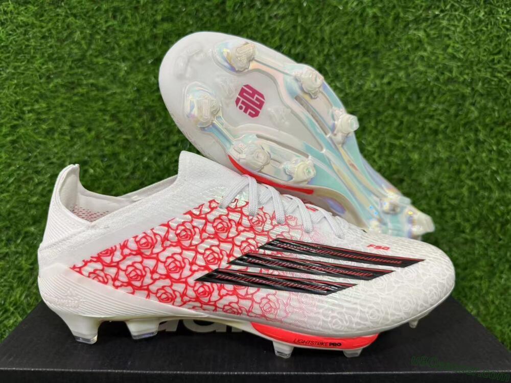 Adidas F50+ Elite Lightstrike Pro FG Firm Ground Soccer Cleats - White/Crimson Red/Black 16