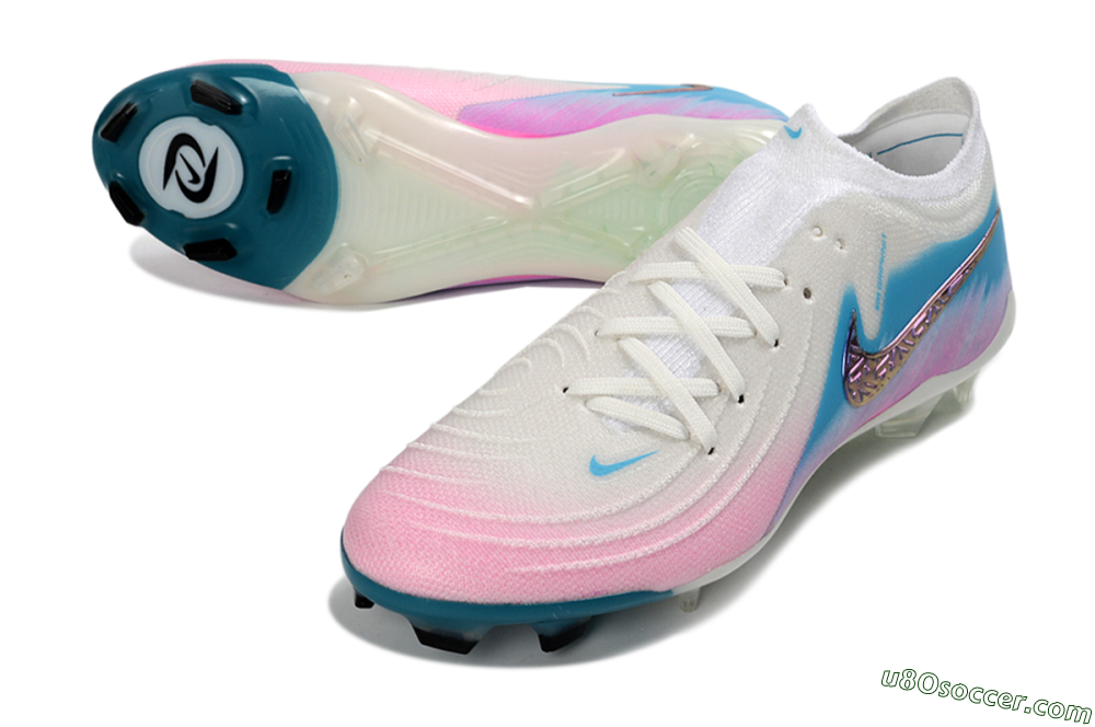 Nike Phantom GX 2 Elite FG Firm Ground Soccer Cleats - White/Aqua Sky/Pink Bliss 3