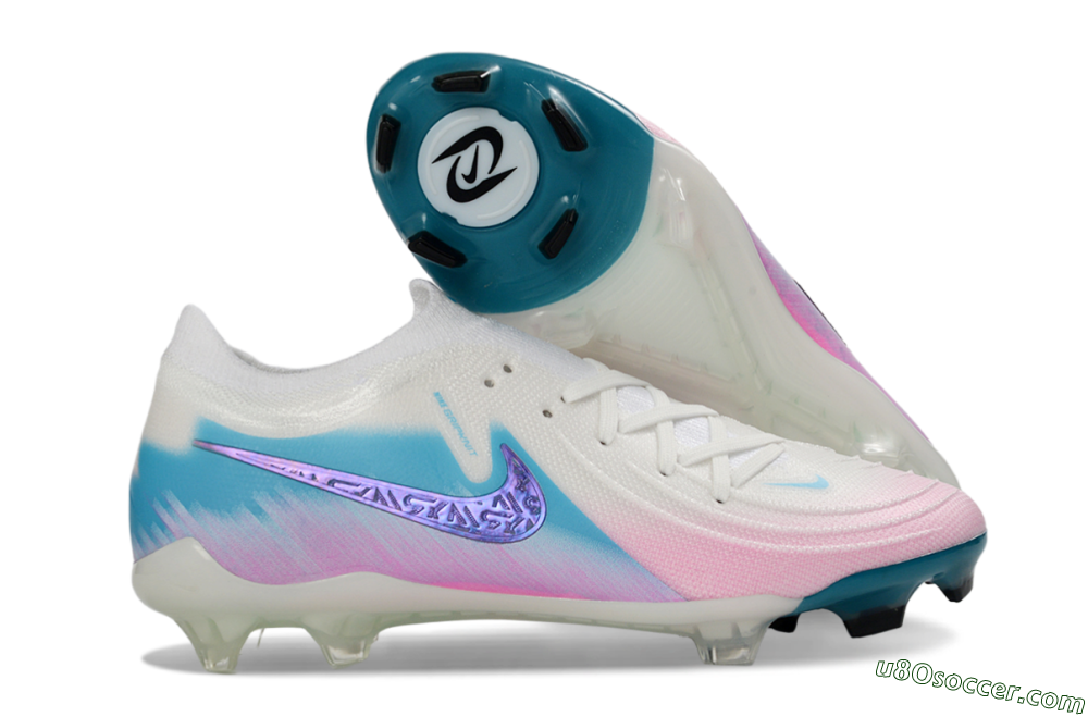 Nike Phantom GX 2 Elite FG Firm Ground Soccer Cleats - White/Aqua Sky/Pink Bliss 1
