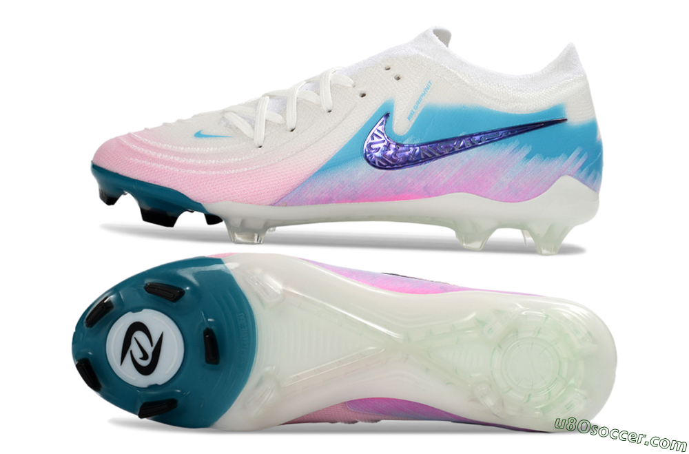 Nike Phantom GX 2 Elite FG Firm Ground Soccer Cleats - White/Aqua Sky/Pink Bliss 0