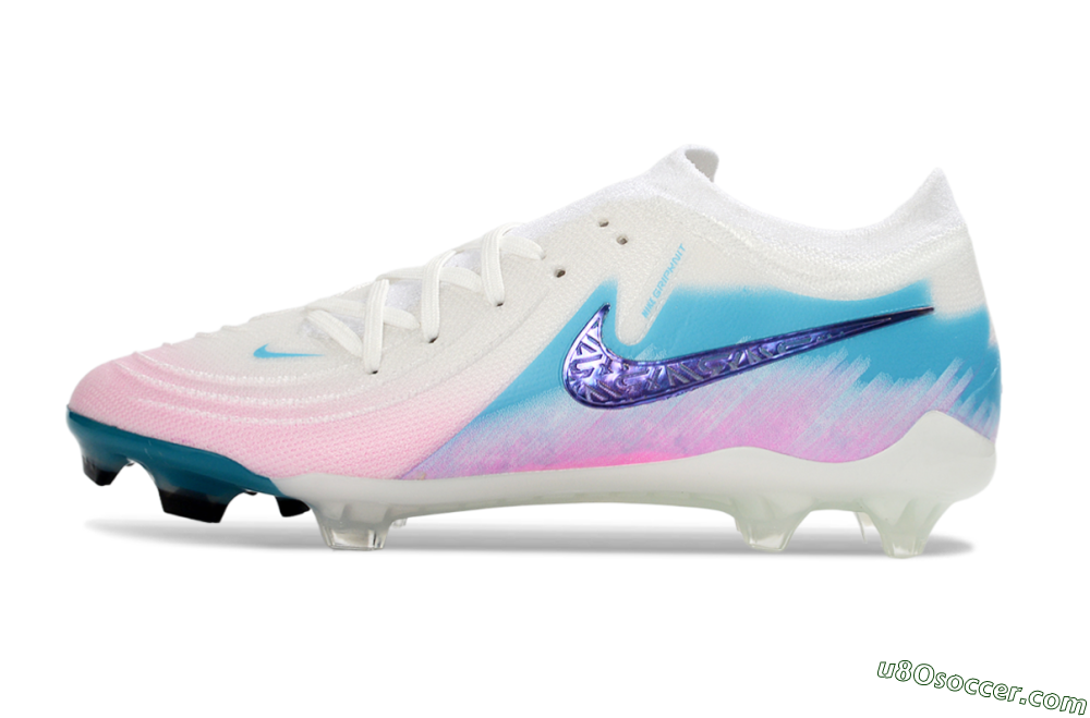 Nike Phantom GX 2 Elite FG Firm Ground Soccer Cleats - White/Aqua Sky/Pink Bliss 2