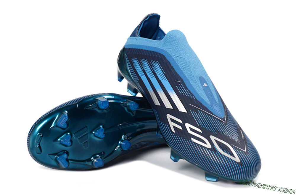 Adidas F50 Elite Laceless FG Firm Ground Soccer Cleats - Blue/Sky Blue/Navy Blue 4