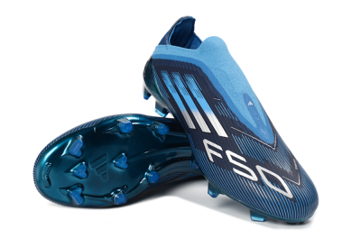 Adidas F50 Elite Laceless FG Firm Ground Soccer Cleats - Blue/Sky Blue/Navy Blue
