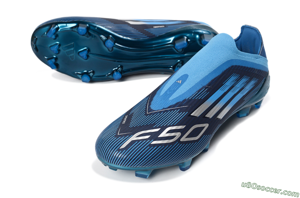 Adidas F50 Elite Laceless FG Firm Ground Soccer Cleats - Blue/Sky Blue/Navy Blue 3