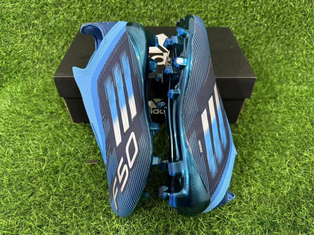 Adidas F50 Elite Laceless FG Firm Ground Soccer Cleats - Blue/Sky Blue/Navy Blue 8
