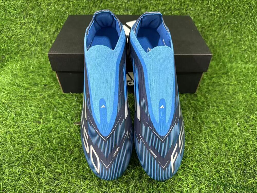Adidas F50 Elite Laceless FG Firm Ground Soccer Cleats - Blue/Sky Blue/Navy Blue 10