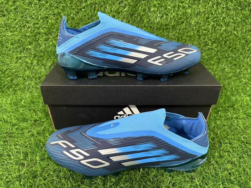 Adidas F50 Elite Laceless FG Firm Ground Soccer Cleats - Blue/Sky Blue/Navy Blue 14