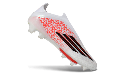Adidas F50+ Elite Lightstrike Pro Laceless FG Firm Ground Soccer Cleats - White/Scarlet Glow/Black Burst