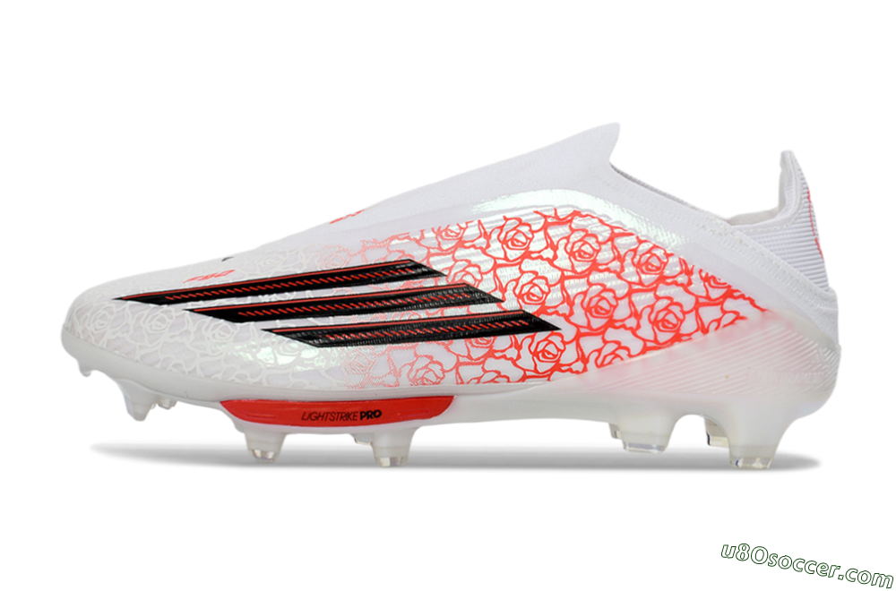 Adidas F50+ Elite Lightstrike Pro Laceless FG Firm Ground Soccer Cleats - White/Scarlet Glow/Black Burst 2
