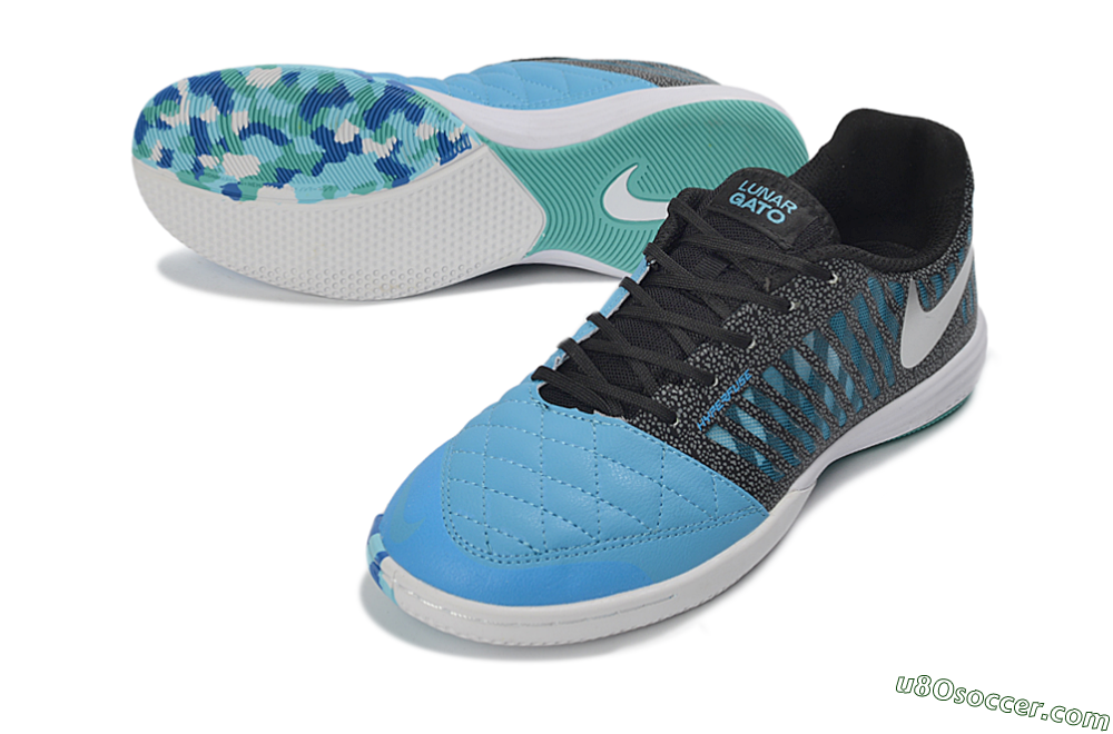 Nike Lunar Gato 2 IC Indoor & Futsal Soccer Shoes - Blue/Aqua Blue/Black Metallic 3