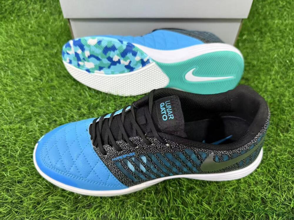Nike Lunar Gato 2 IC Indoor & Futsal Soccer Shoes - Blue/Aqua Blue/Black Metallic