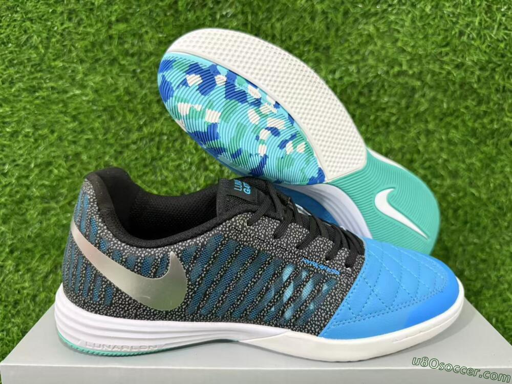 Nike Lunar Gato 2 IC Indoor & Futsal Soccer Shoes - Blue/Aqua Blue/Black Metallic
