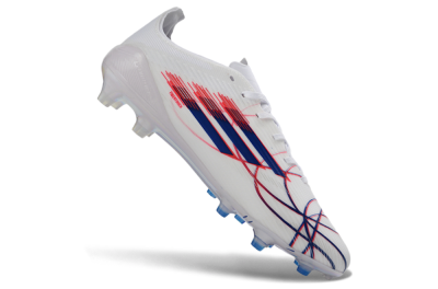 Adidas F50 Elite Laceless AG Artificial Grass Soccer Cleats - White/Crimson Red/Marine Blue