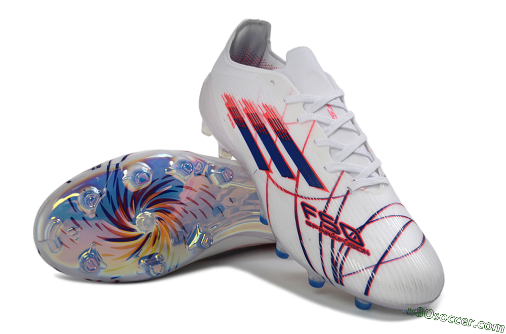 Adidas F50 Elite Laceless AG Artificial Grass Soccer Cleats - White/Crimson Red/Marine Blue 4