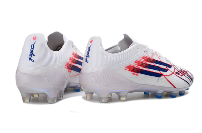 Adidas F50 Elite Laceless AG Artificial Grass Soccer Cleats - White/Crimson Red/Marine Blue