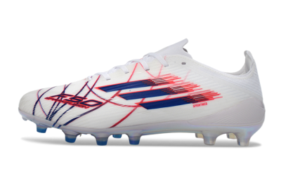 Adidas F50 Elite Laceless AG Artificial Grass Soccer Cleats - White/Crimson Red/Marine Blue