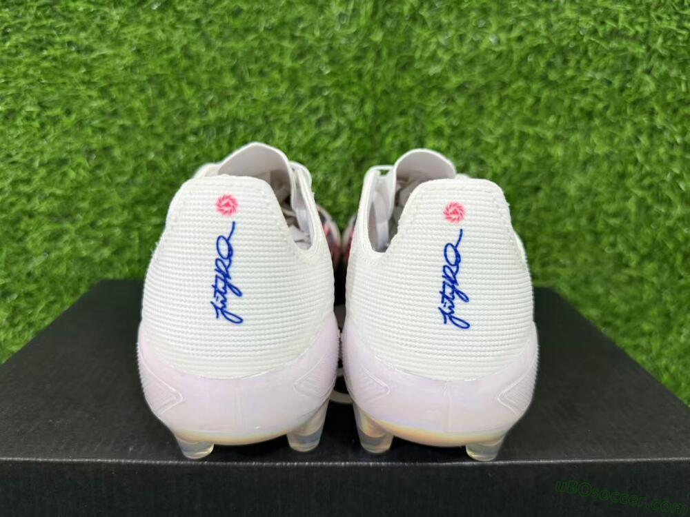 Adidas F50 Elite Laceless AG Artificial Grass Soccer Cleats - White/Crimson Red/Marine Blue