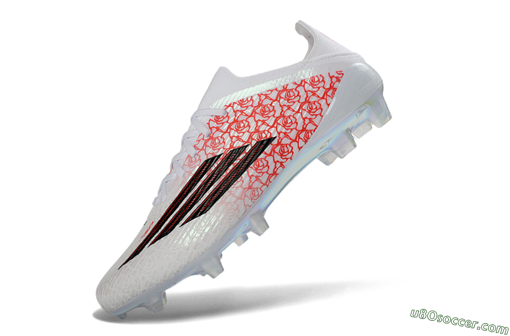 Adidas F50 Elite Laceless FG Firm Ground Soccer Cleats - White/Crimson Petals/Crystal Sole 6