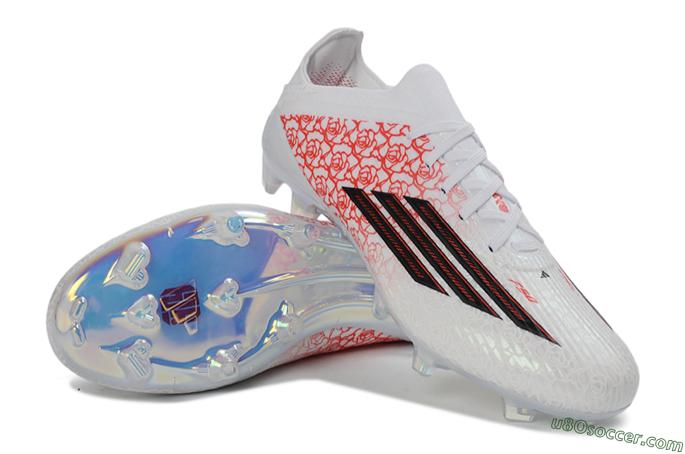 Adidas F50 Elite Laceless FG Firm Ground Soccer Cleats - White/Crimson Petals/Crystal Sole 4