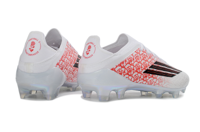 Adidas F50 Elite Laceless FG Firm Ground Soccer Cleats - White/Crimson Petals/Crystal Sole