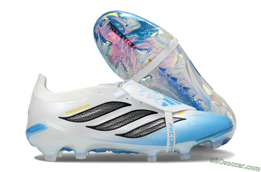 Adidas Predator 26 Elite Fold-Over Tongue FG Firm Ground Soccer Cleats - Blue/Sky Blue/Iridescent White 1