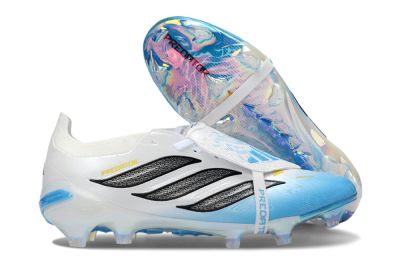 Adidas Predator 26 Elite Fold-Over Tongue FG Firm Ground Soccer Cleats - Blue/Sky Blue/Iridescent White