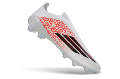 Adidas F50 Elite Laceless FG Firm Ground Soccer Cleats - White/Crimson Rose/Iridescent