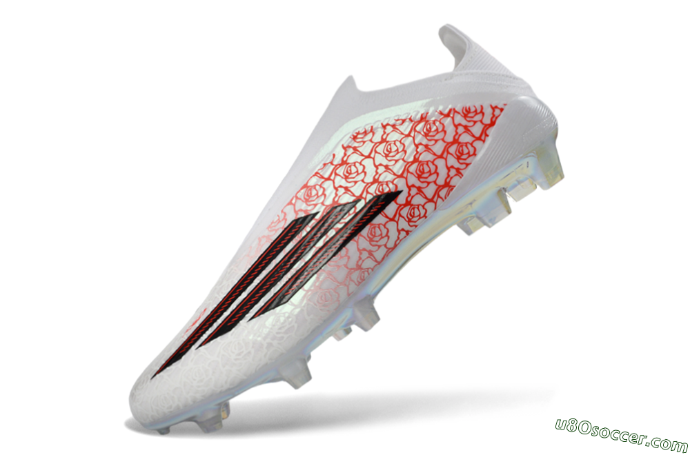 Adidas F50 Elite Laceless FG Firm Ground Soccer Cleats - White/Crimson Rose/Iridescent 6