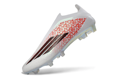 Adidas F50 Elite Laceless FG Firm Ground Soccer Cleats - White/Crimson Rose/Iridescent
