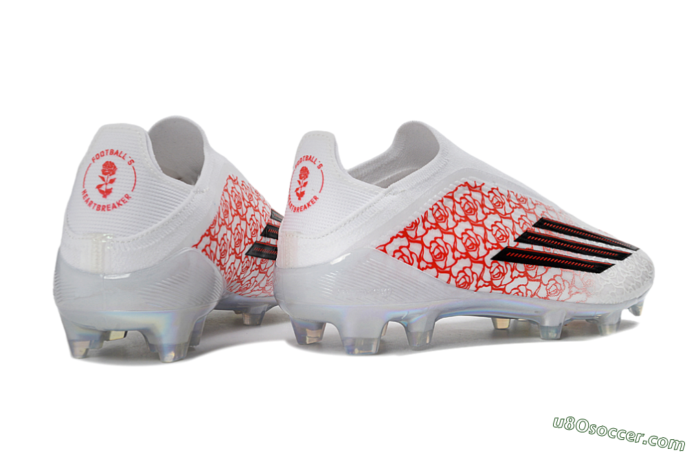 Adidas F50 Elite Laceless FG Firm Ground Soccer Cleats - White/Crimson Rose/Iridescent 7