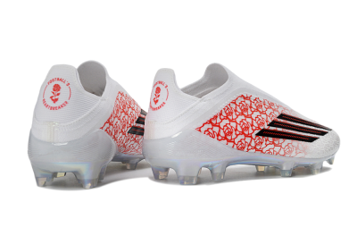 Adidas F50 Elite Laceless FG Firm Ground Soccer Cleats - White/Crimson Rose/Iridescent