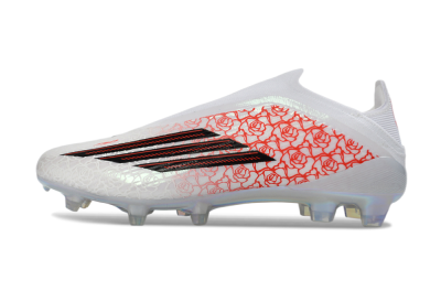 Adidas F50 Elite Laceless FG Firm Ground Soccer Cleats - White/Crimson Rose/Iridescent