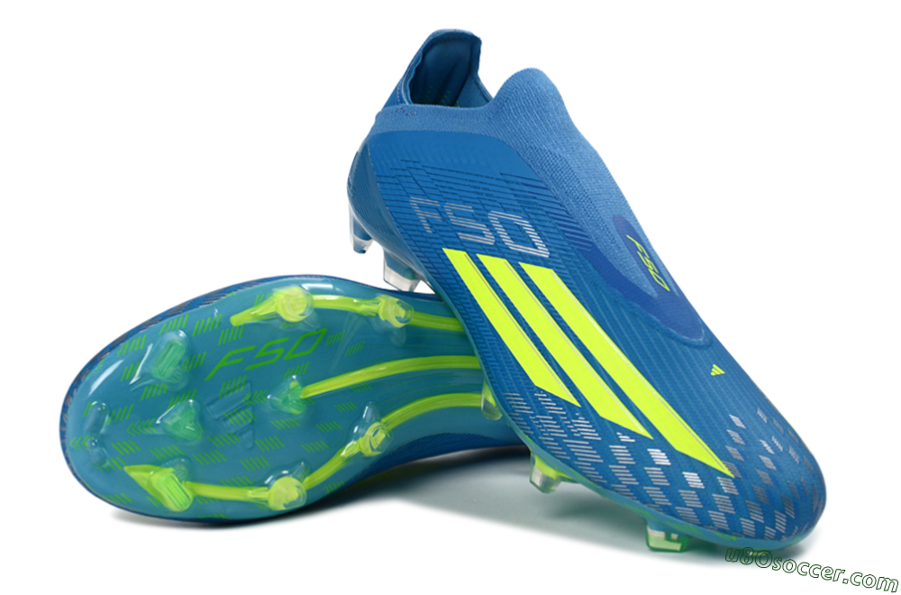 Adidas F50 Elite Laceless FG Firm Ground Soccer Cleats - Blue/Luminous Green/Electric Blue 4