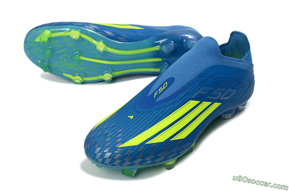 Adidas F50 Elite Laceless FG Firm Ground Soccer Cleats - Blue/Luminous Green/Electric Blue 3
