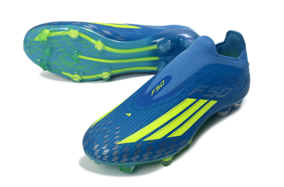 Adidas F50 Elite Laceless FG Firm Ground Soccer Cleats - Blue/Luminous Green/Electric Blue