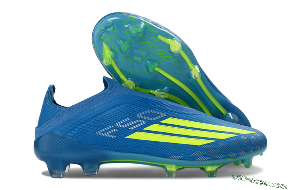 Adidas F50 Elite Laceless FG Firm Ground Soccer Cleats - Blue/Luminous Green/Electric Blue 1