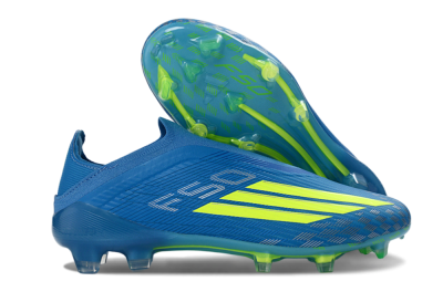 Adidas F50 Elite Laceless FG Firm Ground Soccer Cleats - Blue/Luminous Green/Electric Blue