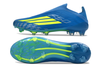 Adidas F50 Elite Laceless FG Firm Ground Soccer Cleats - Blue/Luminous Green/Electric Blue