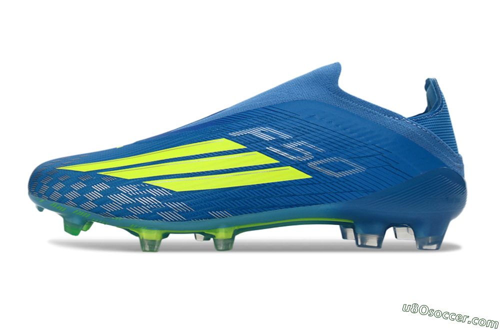 Adidas F50 Elite Laceless FG Firm Ground Soccer Cleats - Blue/Luminous Green/Electric Blue 2