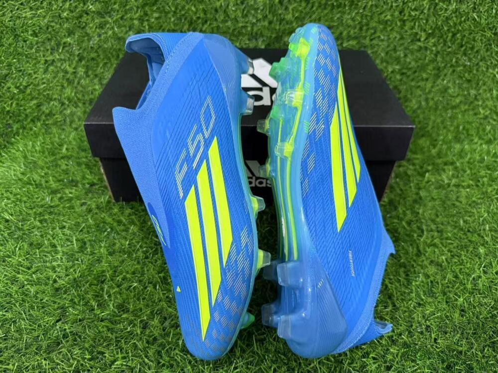Adidas F50 Elite Laceless FG Firm Ground Soccer Cleats - Blue/Luminous Green/Electric Blue