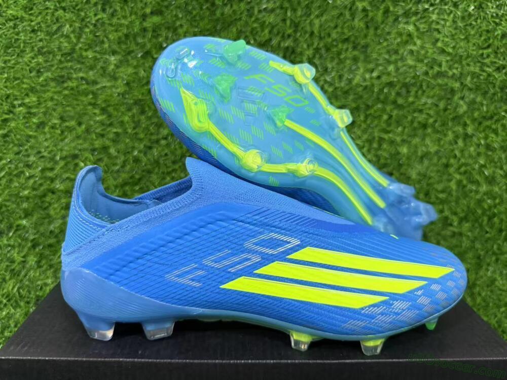 Adidas F50 Elite Laceless FG Firm Ground Soccer Cleats - Blue/Luminous Green/Electric Blue