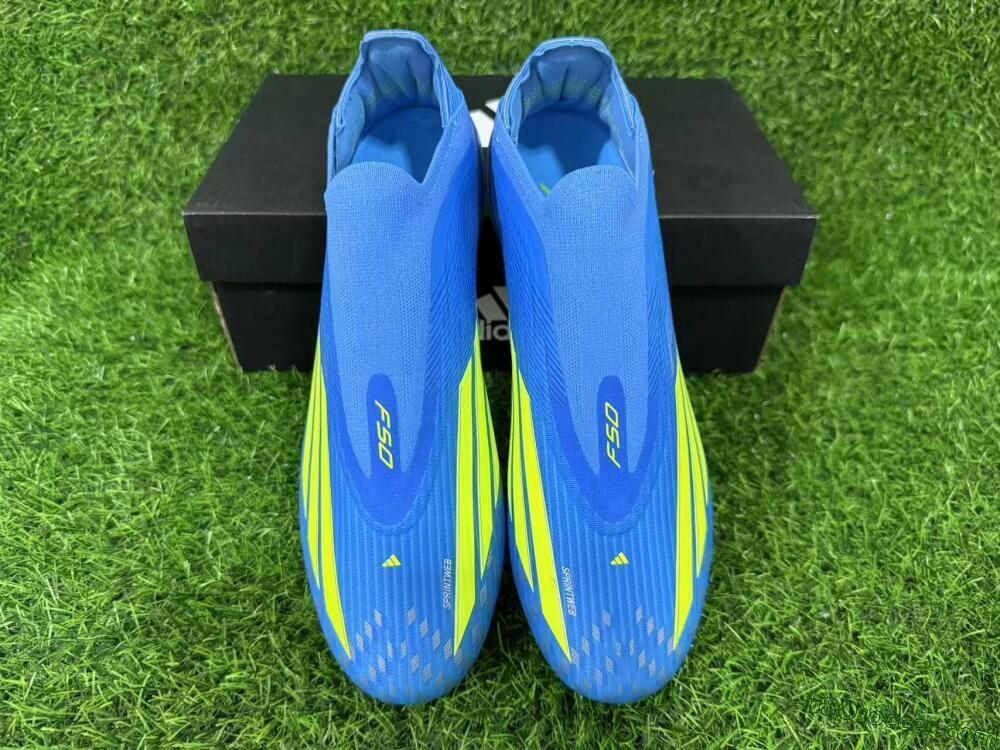 Adidas F50 Elite Laceless FG Firm Ground Soccer Cleats - Blue/Luminous Green/Electric Blue