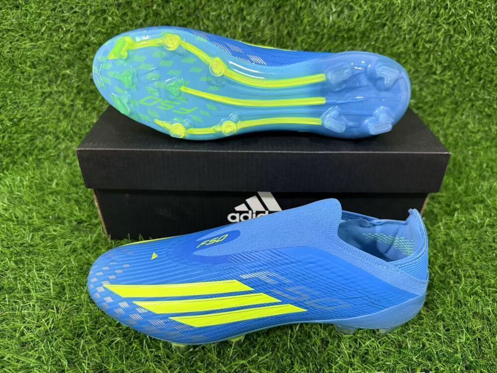 Adidas F50 Elite Laceless FG Firm Ground Soccer Cleats - Blue/Luminous Green/Electric Blue