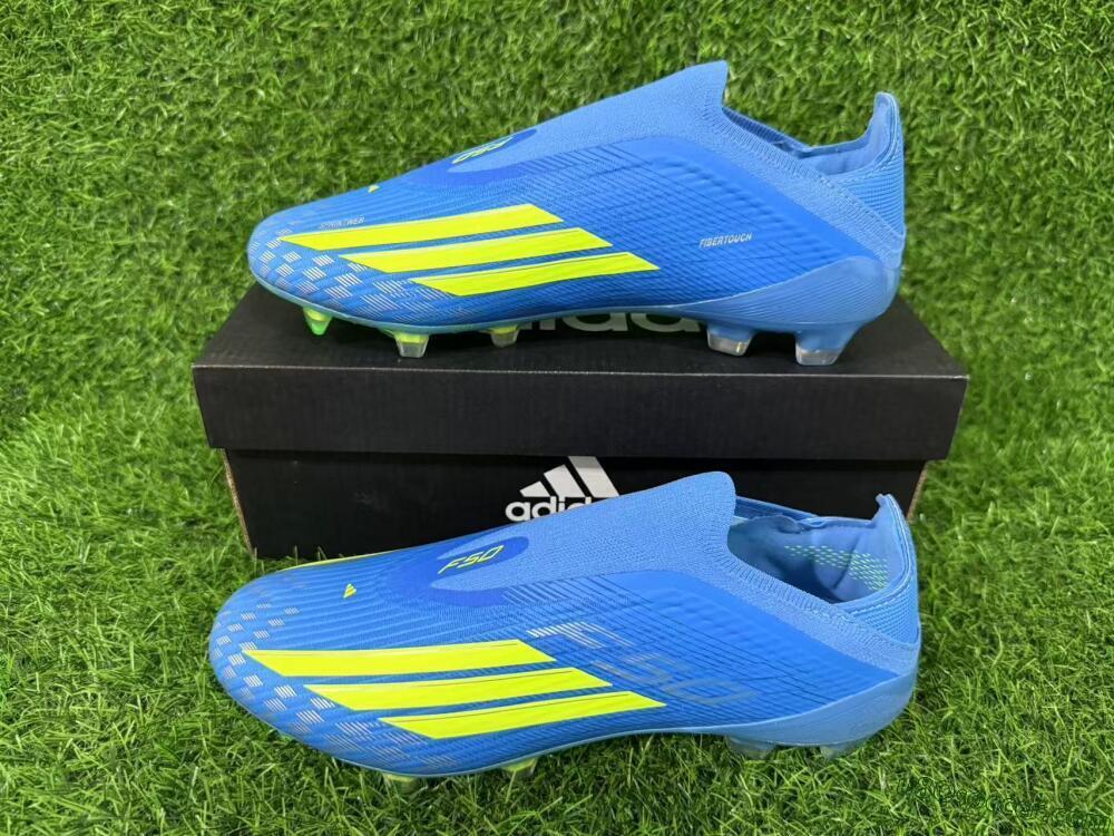 Adidas F50 Elite Laceless FG Firm Ground Soccer Cleats - Blue/Luminous Green/Electric Blue