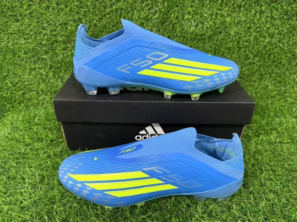 Adidas F50 Elite Laceless FG Firm Ground Soccer Cleats - Blue/Luminous Green/Electric Blue
