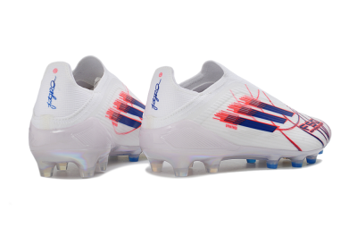 Adidas F50 Elite Laceless AG Artificial Grass Soccer Cleats - White/Electric Red/Icy Blue
