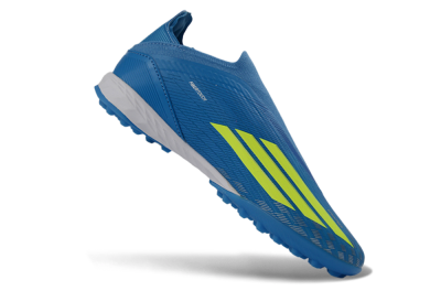 Adidas F50 Elite Laceless TF Artificial Turf Soccer Shoes - Blue/Luminous Green/White